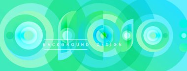 Soyut yeşil arkaplan. Eşmerkezli daireler dinamik görsel efekt yaratır. Modern tasarım elementleri, pürüzsüz eğimler.