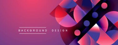 Soyut eğim arkaplanı. Üst üste binen daireler, dinamik kompozisyon, canlı renkler, modern tasarım elementleri. Metin arkaplan tasarımı okur.