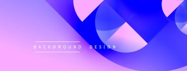 Soyut eğim arkaplanı. Üst üste binen daireler dinamik görsel efekt yaratır. Pembe, mor, mavi renkler kompozisyona hakim. Metin arkaplan tasarımı okur.