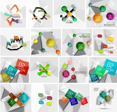 Soyut geometrik kağıt Infographic afiş şablonları