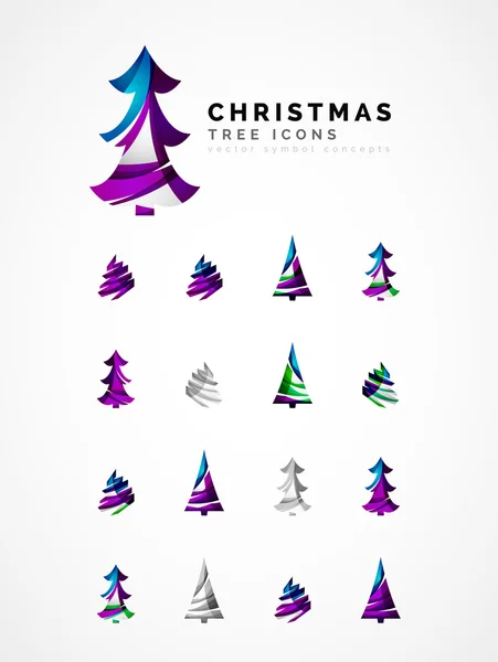 集抽象圣诞树图标、 商业标志概念、 清洁的现代光泽的设计 — 图库矢量图片