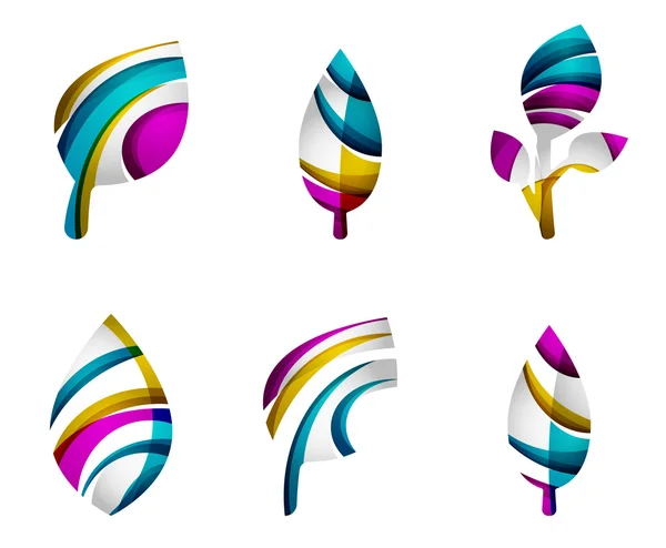 Reihe von abstrakten Öko-Blatt-Symbolen, Business-Logos Naturkonzepte, sauberes modernes geometrisches Design — Stockvektor