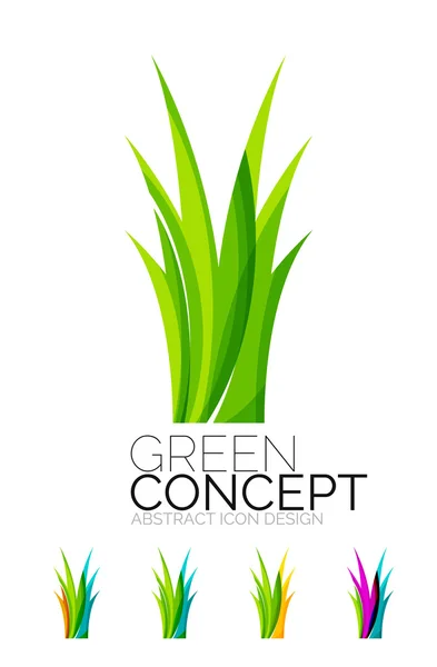 Ensemble d'icônes abstraites de plantes écologiques, logotype d'entreprise nature concepts verts, design géométrique moderne propre — Image vectorielle