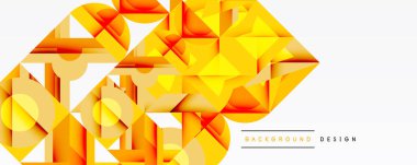 Soyut geometrik şekiller, canlı turuncu, sarı renkler. Modern tasarım, katmanlı formlar dinamik görsel doku yaratır. Arkaplan ögesi.