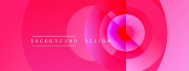 Soyut pembe tasarım eşmerkezli daireler içerir. Gradyan gölgeler dinamik görsel efekt yaratır. Metin arka plan tasarımı okur. Basit, modern estetik..
