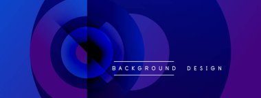 Soyut konsantrasyon çemberleri, canlı mavi mor gradyanlar. Metin, kompozisyon içerisindeki arkaplan tasarımını okur. Modern estetik.