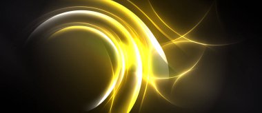 Soyut altın çizgiler kıvrılarak dinamik enerji yaratıyor. Parlak eğriler koyu arkaplan kontrastı. Yumuşak eğimler hareketi, ışığı işaret eder.