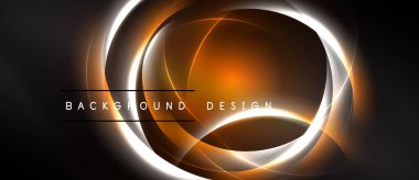 Soyut tasarım, parlak turuncu daireler, koyu arkaplanda beyaz çizgiler içerir. Modern, dinamik bileşim görsel etki yaratır.