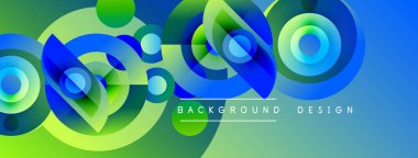 Soyut canlı çemberler, üst üste binen şekiller dinamik eğimli arkaplan oluşturur. Modern tasarım elementleri akıcılık ve enerji öneriyor.