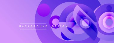 Soyut mor tasarım, üst üste binen daireler, gradyanlar. Dijital projeler ve sunumlar için modern arkaplan uygun.