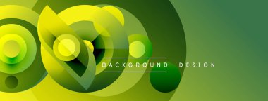 Soyut yeşil, sarı gradyanlar dinamik dairesel şekiller oluşturur. Modern tasarım enerji, hareket, görsel cazibe öneriyor.