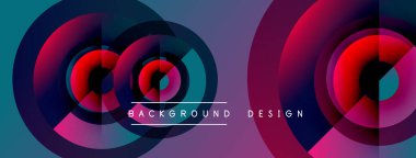 Soyut daireler örtüşüyor, canlı renk eğimleri yaratıyor. Modern tasarım metin arkaplanı, tasarım içerir. Mor, pembe, mavi renkler kompozisyona hakim..
