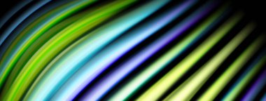 Soyut çizgiler dinamik görsel efekt yaratır. Parlak renkler harmanlanır, siyah arkaplana karşı çapraz desen oluşturur. Modern tasarım ögesi.