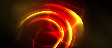 Parlak soyut girdaplar, canlı kırmızı renkler hakim. Altın ışık merkezden yayılır ve dinamik enerji yaratır. Koyu arkaplan parlaklığı arttırır.