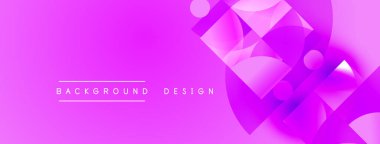 Parlak pembe arkaplan soyut geometrik şekiller içerir. Üst üste binen daireler dinamik görsel efekt yaratır. Metin arkaplan tasarımı okur.