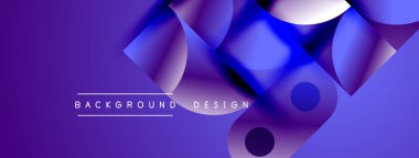 Soyut mor arkaplan. Üst üste binen şekiller dinamik görsel efekt yaratır. Modern tasarım elementleri pürüzsüz eğimler sunar.