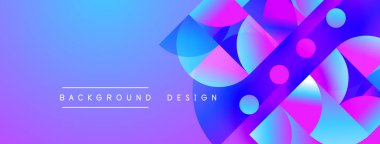 Soyut, enerjik bir arkaplan. Üst üste binen daireler dinamik görsel efekt yaratır. Mor, mavi renkler kompozisyona hakim. Modern tasarım ögesi.