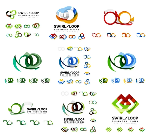 Conjunto de projetos de marca logotipo da empresa, redemoinho ícones conceito de loop infinito isolado no branco —  Vetores de Stock