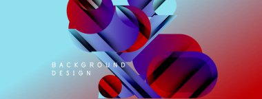 Soyut geometrik şekiller örtüşüyor, canlı mavi, kırmızı bir eğim yaratıyor. Modern tasarım ögeleri dinamik arkaplan dokusunu önerir.