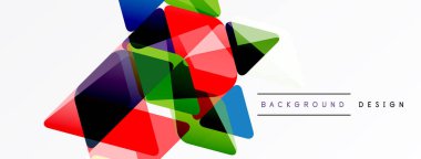 Soyut geometrik şekiller örtüşür, canlı renkli tasarım yaratır. Beyaz arka plan temiz bir kontrast sağlıyor. Modern estetik.