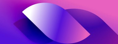 Soyut tasarım özellikleri katmanlı mor, pembe renkler. Pürüzsüz gradyanlar modern görsel etki yaratır. Minimalist estetik, cesur şekiller mevcut.