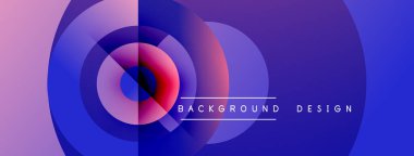 Soyut renkli çemberler dinamik gradyan arkaplan oluşturur. Metin arka plan tasarımı okur. Modern görsel element.