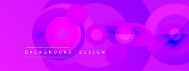 Soyut mor arkaplan, üst üste binen daireler oluşturarak dinamik görsel efekt yaratır. Modern tasarım elementleri pürüzsüz eğimler sunar.