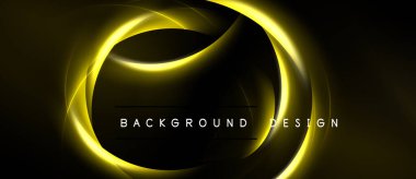 Siyah zemin üzerinde parlak sarı kıvrımlar. Modern tasarım öğesi, zarif hatlar dinamik görsel etki yaratır. Basit, çarpıcı kompozisyon.