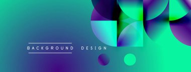 Abstract gradient background features overlapping circles, vibrant colors. Modern design elements create dynamic visual effect.