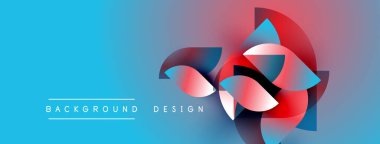 Soyut sıvı şekilleri örtüşür, dinamik görsel etki yaratır. Mavi, kırmızı gradyanlar dizaynın hakimi. Metin arkaplan tasarımı okur.