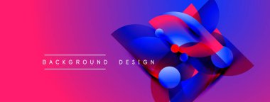 Soyut canlı tasarım özellikleri üst üste binen mavi küreler, pembe eğimli arkaplan. Metin arka plan tasarımı okur. Modern, dinamik kompozisyon.