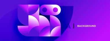Soyut mor tasarım robotik yüz, geometrik şekiller içerir. Gradyan arkaplan modern görsel etki yaratır.