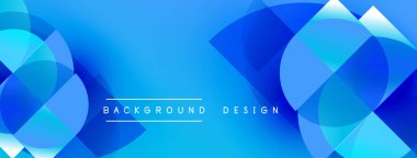 Soyut mavi arkaplan. Üst üste binen daireler dinamik görsel efekt yaratır. Sancaklar ve sunumlar için modern tasarım uygun.