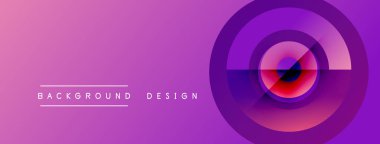 Soyut mor eğimli arkaplan. Dairesel tasarım elemanları mevcut, metin arkaplan tasarımı okuyor. Modern, canlı görsel kompozisyon.
