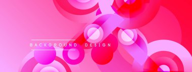 Soyut pembe tasarım, üst üste binen daireler, gradyanlar. Arkaplan ve afişler için modern, canlı kompozisyon.