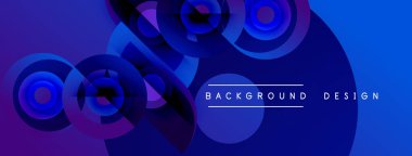 Soyut mavi tasarım, üst üste binen daireler, gradyanlar. Modern estetik, arka planlar ve sunumlar için uygun. Minimalist metin dahil.