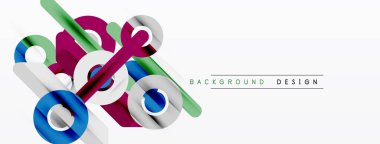 Soyut geometrik şekiller çakışıyor ve canlı bir görsel etki yaratıyor. Modern tasarım öğeleri yenilik, enerji, dinamizm öneriyor.