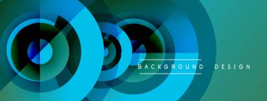 Soyut geometrik desen. Eşmerkezli daireler, canlı maviler, yeşiller dinamik görsel efekt yaratır. Modern tasarım ögesi.