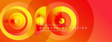 Soyut, enerjik çevreler dinamik bir zemin oluşturur. Sarılar, portakallar, kırmızılar sorunsuz karışıyor. Metin arka plan tasarımı okur. Modern görsel element.