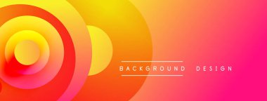 Soyut gradyan çemberler dinamik görsel efekt yaratır. Sıcak renkler düzgün harmanlanarak modern arkaplan tasarımı oluşturur.