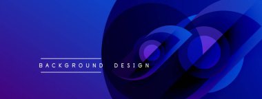 Soyut mavi tasarım, üst üste binen daireler, gradyanlar. Metin arkaplan ve tasarım okur. Modern, canlı estetik..