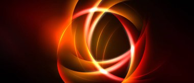 Soyut girdap ışıkları dinamik enerji yaratır. Sıcak renkler baskın, ısı, hareket, güç. Parlaklık, koyu arkaplan ile zıt.