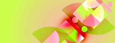 Üst üste binen daireler, canlı renkler içeren soyut kompozisyon. Yumuşak gradyanlar dinamik görsel efekt yaratır. Açık sarı arkaplan baskın.