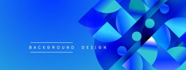 Soyut mavi tasarım üst üste binen daireler, gradyanlar, dinamik kompozisyon. Dijital projeler için modern arkaplan.