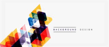 Soyut geometrik şekiller örtüşür, canlı renkli tasarım yaratır. Minimalist tarz, modern estetik, uygun arkaplan ögesi.