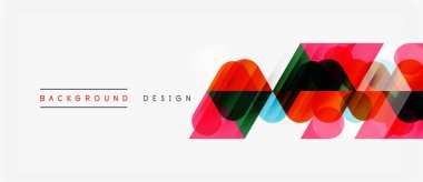 Soyut geometrik şekiller örtüşür, canlı renkli tasarım yaratır. Metin elemanları mevcut olan minimalist bir tarz. Temiz, modern estetik.