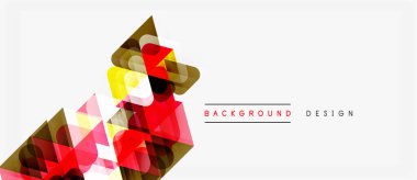 Soyut geometrik şekiller örtüşür, canlı renk bileşimi yaratır. Beyaz alan arkaplana hakim, temiz estetik sunuyor.