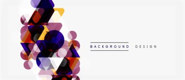 Soyut geometrik şekiller örtüşüyor, canlı renk eğimleri yaratıyor. Beyaz boşluklu minimalist tasarım kompozisyona hakim..