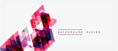 Soyut geometrik şekiller örtüşüyor, canlı pembe, mor renkler yaratıyor. Minimalist tasarım, beyaz arkaplan. Modern estetik.