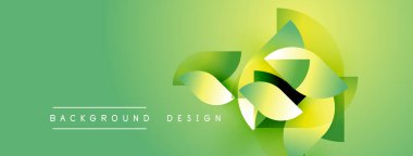 Soyut yeşil tasarım. Üst üste binen şekiller dinamik görsel efekt yaratır. Çeşitli projeler için modern arkaplan uygun. Basit, temiz estetik..